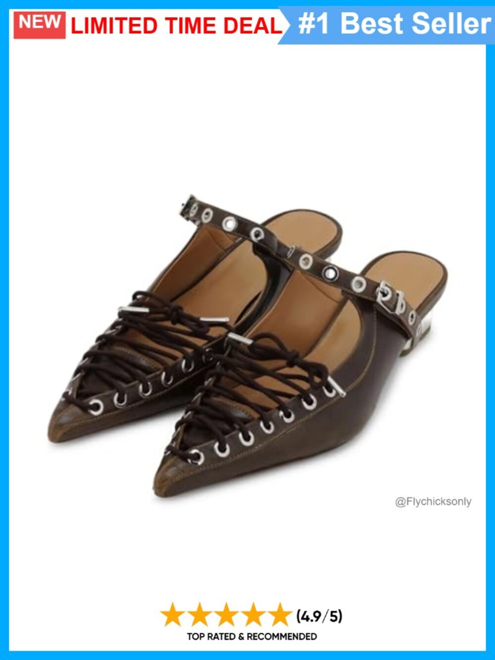 Lace-Up Slingback Pump Pointed Toe Strappy Chunky Block Heel Mule Adjustable